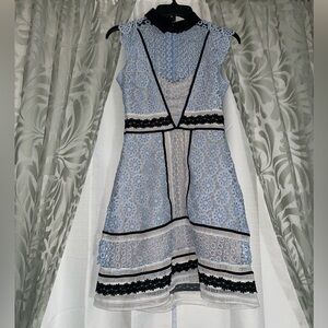 Bebe blue tan lace dress